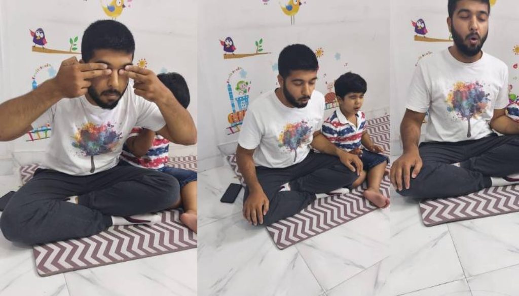 Yoga session by Avikaar’s father