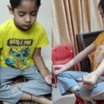 Students of grade 1 practiced the mindfulness