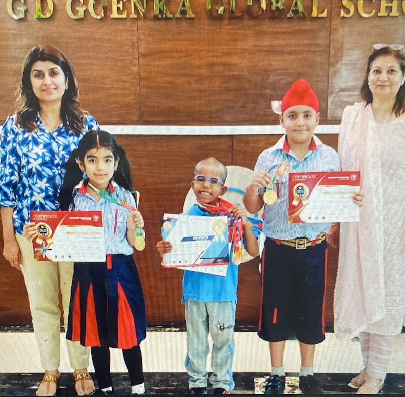 Our brainiacs, Pragunn Bhasin, Yuven Aditya, and Guransh, have brought home multiple medals of excellence at the International Olympiad of English Language and Mathematics, proving their dedication and love for learning. Congratulations to all our amazing Goenkans! You inspire us with your dedication, talent, and hard work!